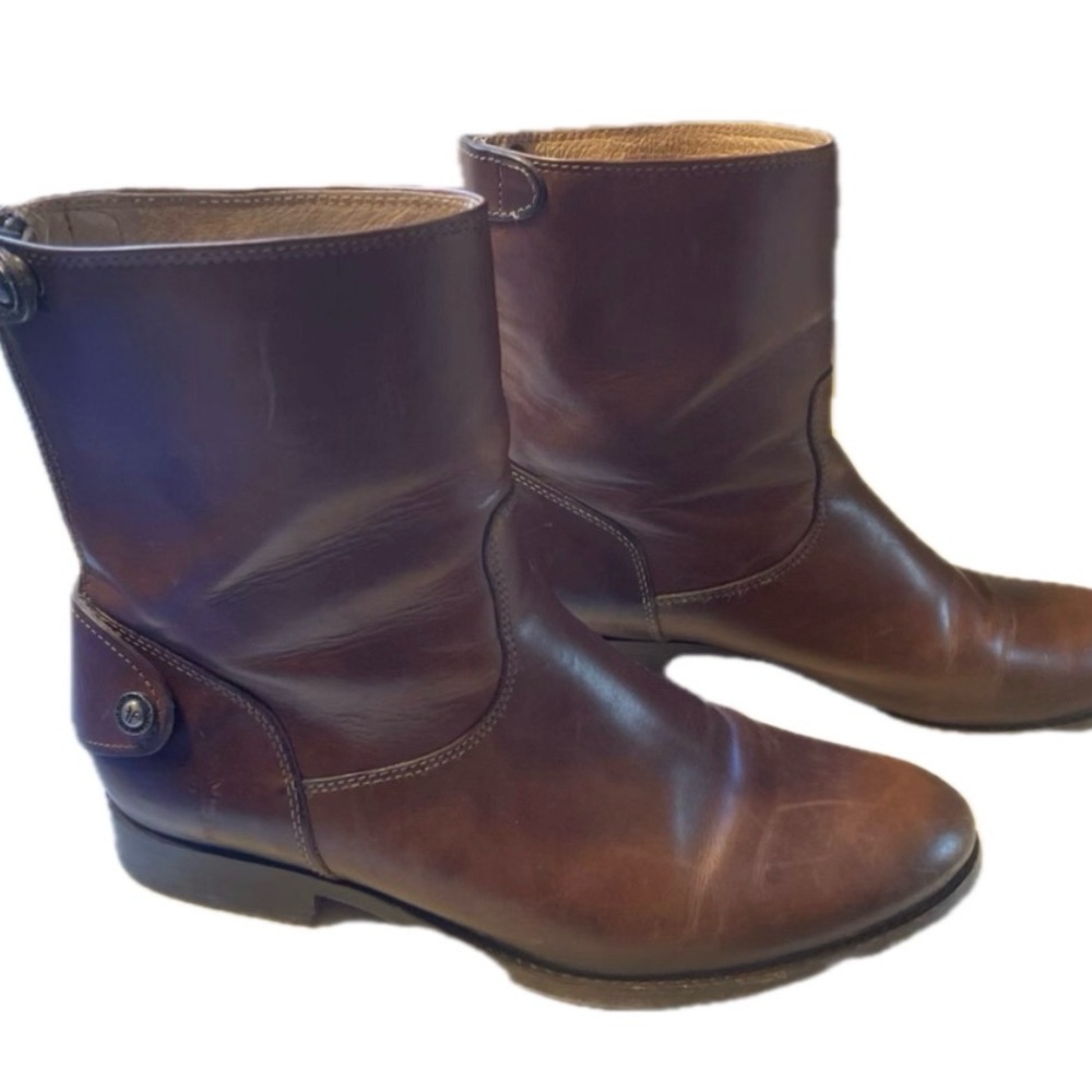 Frye Dark Brown Leather Ankle Boots